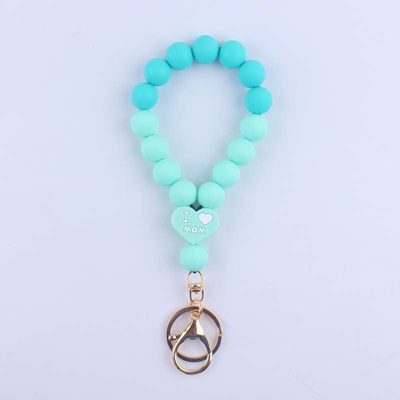 Wholesale Cartoon Double-sided Love Silicone Beaded Wrist Keychain